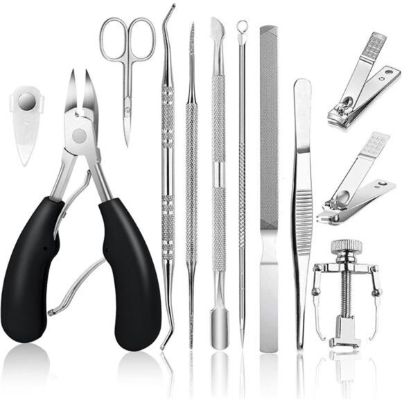 12PCS Toenail Clippers Podiatrist Toenail Clippers Kit Thick Toenail Clippers - Picture 1 of 7